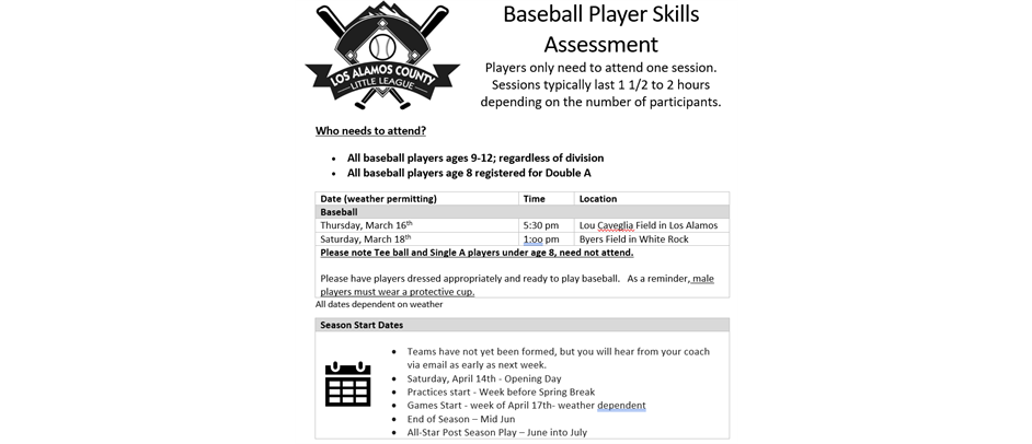 Baseball Skills Assessment 
