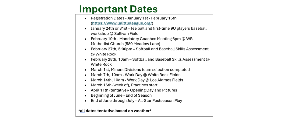 Important 2026 Dates